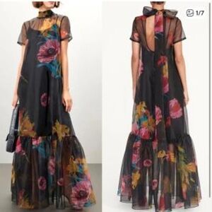 Caara Melody Dress - Tulip Garden - Floral Black Sheer Maxi - M - New with tags!